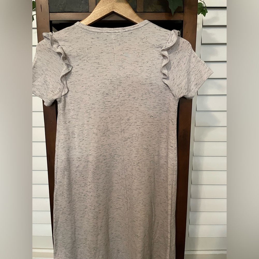 STEVIE HENDER Comfy Gray Ruffle Sleeve soft T~Shirt Dress in Size:Small LIKE NEW - Picture 6 of 8